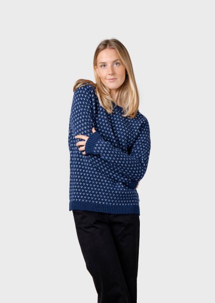 Klitmoller Collective Mika Knit - Deep Blue/Cream Reliable Knitwear Women