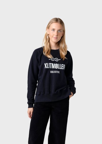 Klitmoller Collective Cheap Women Maja Logo Crew - Black Sweatshirts