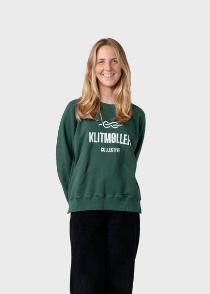 Spacious Sweatshirts Klitmoller Collective Maja Logo Crew - Moss Green Women