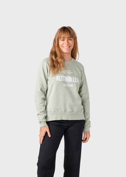 Klitmoller Collective Sweatshirts Maja Logo Crew - Sage Massive Discount Women
