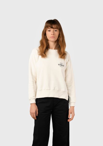 Women Maja Small Logo Crew - Cream Klitmoller Collective Affordable Sweatshirts