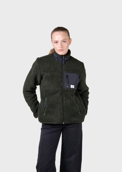 Jackets Elegant Klitmoller Collective Womens Fleece Jacket - Olive Women