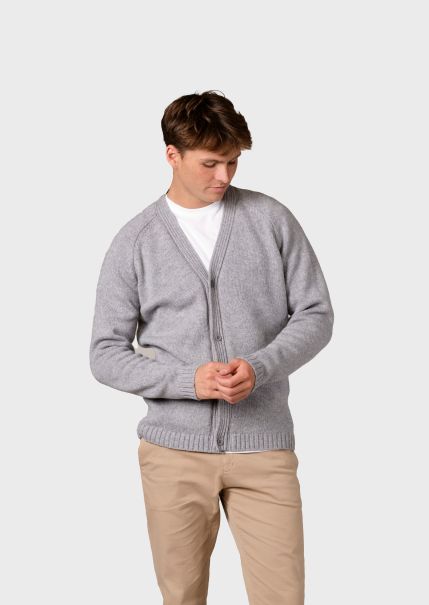 Leo Knit Cardigan - Pastel Grey Men Klitmoller Collective Relaxing Knitwear