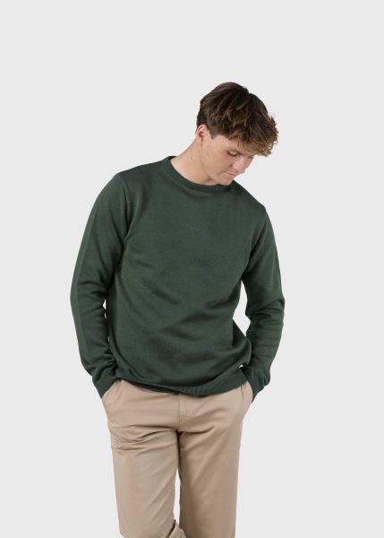 Klitmoller Collective Knitwear Mens Basic Cotton Knit - Moss Green Value Men