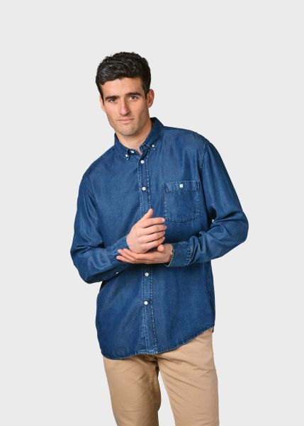 Klitmoller Collective Benjamin Chambrey Shirt - Dark Blue Price Slash Shirts Men