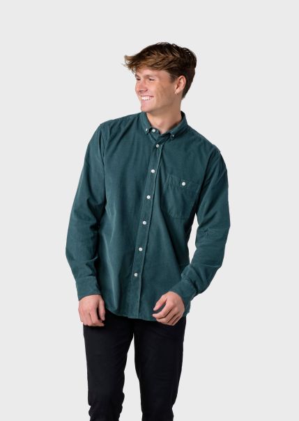 Benjamin Corduroy Shirt - Moss Green Men Shirts Exclusive Klitmoller Collective