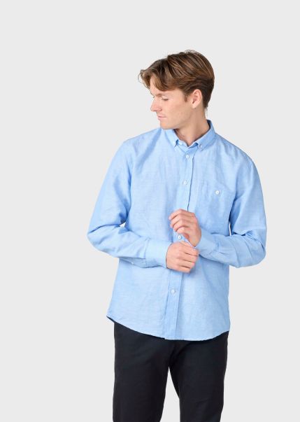 Klitmoller Collective Shirts Men Made-To-Order Benjamin Linen Shirt - Blue Melange