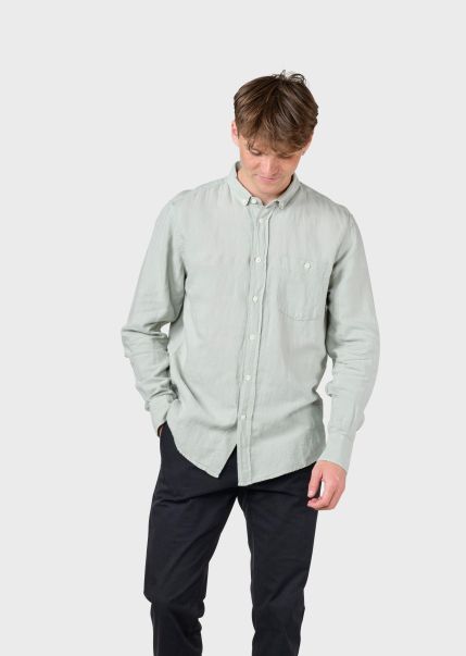 Klitmoller Collective Benjamin Linen Shirt - Sage Men Durable Shirts