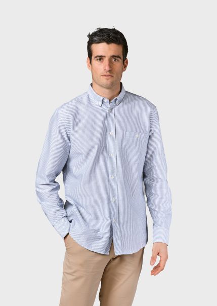 Benjamin Striped Shirt - White/Navy Men Shirts Klitmoller Collective Discount