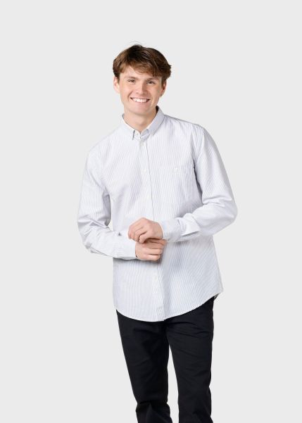 Benjamin Striped Shirt - White/Sand Klitmoller Collective Shirts Rapid Men