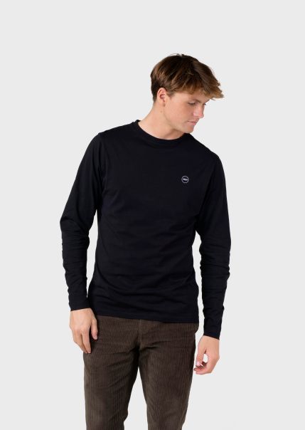 T-Shirts Men Klitmoller Collective Linus Ls Tee - Black Cheap