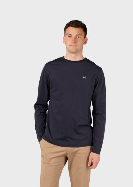 Cheap Linus Ls Tee - Navy Men Klitmoller Collective T-Shirts