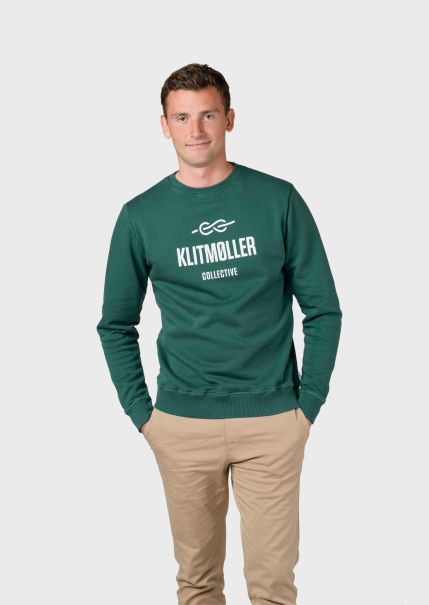 Men Reliable Mens Logo Crew - Moss Green Sweatshirts Klitmoller Collective