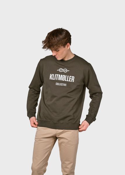Klitmoller Collective Sweatshirts Mens Logo Crew - Olive Optimize Men