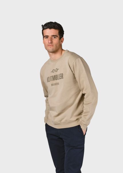 Klitmoller Collective Sweatshirts Massive Discount Men Mens Logo Crew - Sand
