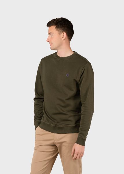 Klitmoller Collective Sweatshirts Affordable Men Olaf Crew - Olive