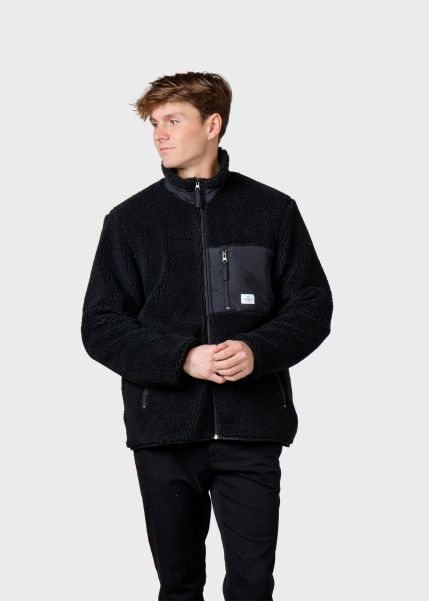 Mens Fleece Jacket - Black Klitmoller Collective Natural Fleece Men
