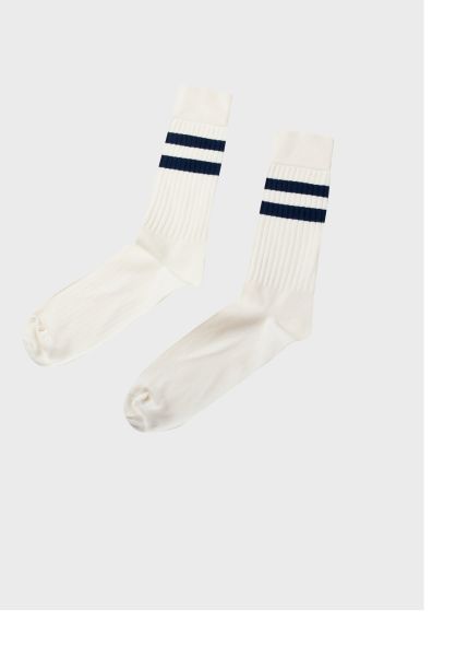 Socks Klitmoller Collective Accessories Retro Cotton Sock - Cream/Navy Efficient