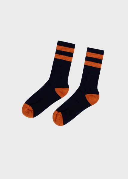 Striped Merino Sock - Navy/Amber Functional Klitmoller Collective Accessories Socks