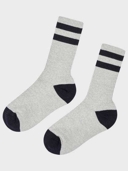 Striped Merino Sock - Pastel Grey/Navy Socks Klitmoller Collective Superior Accessories